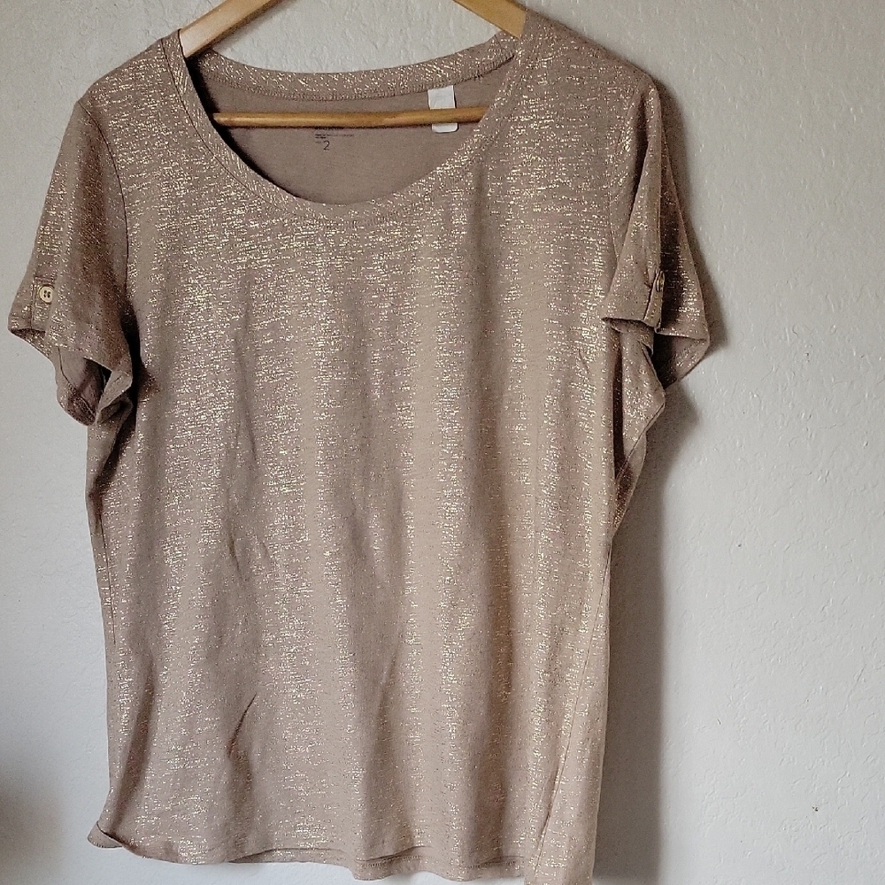 Zenergy By Chico's Elegant Gold Women's Top Size L